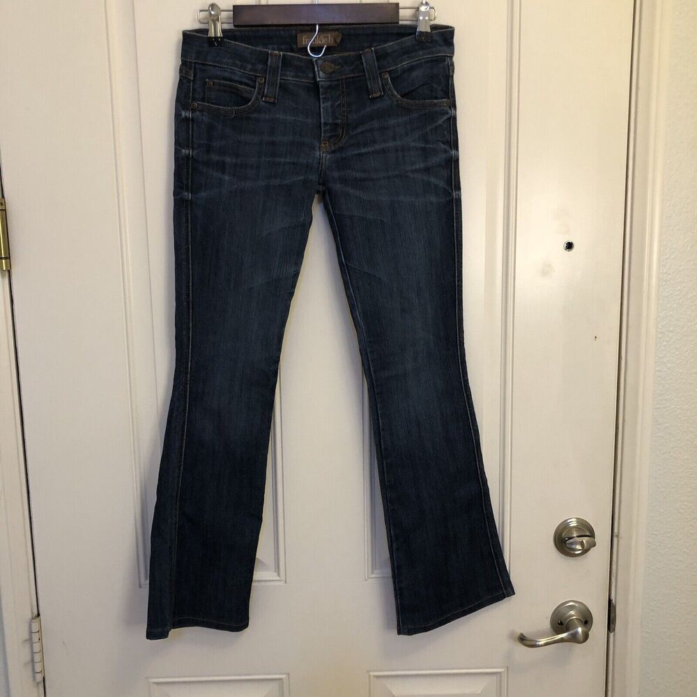 VTG Y2K Frankie B Embellished Dark Wash Low Rise Flare Jeans USA Made Sz 26